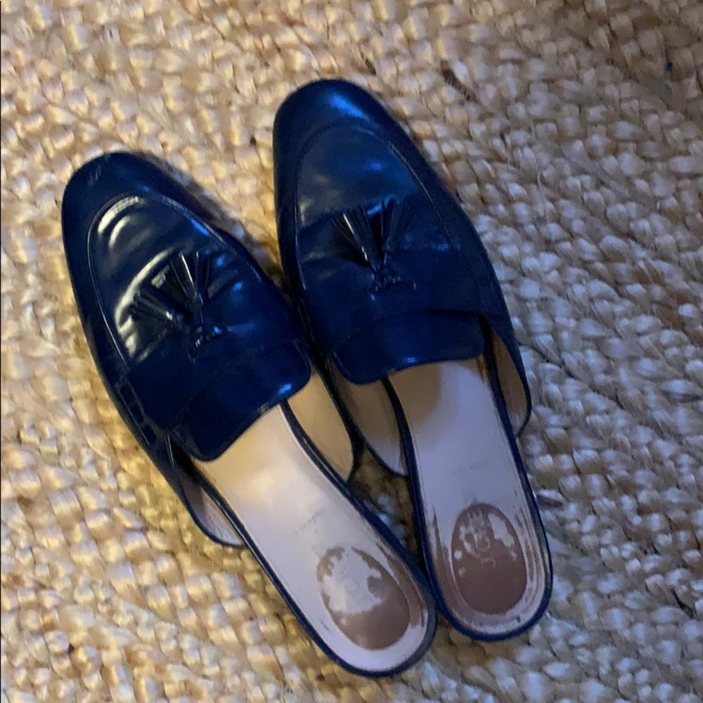 J.Crew Navy Leather Tassel Slides